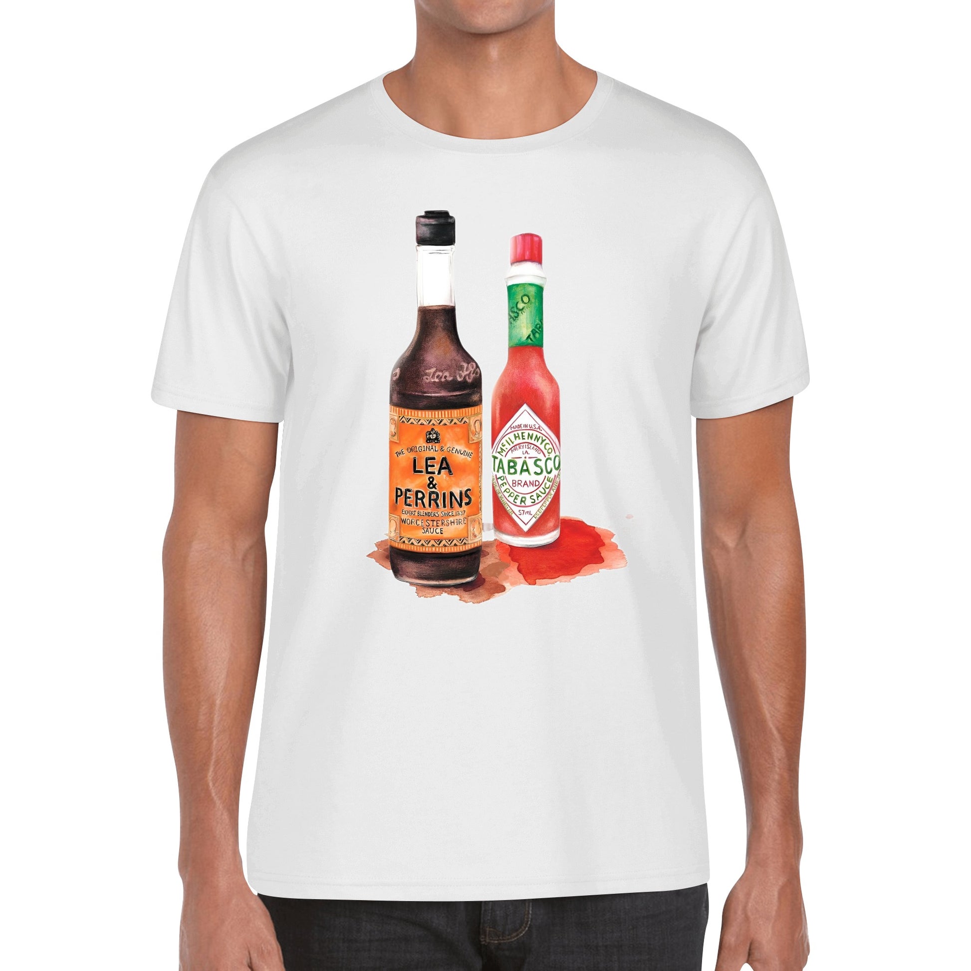 T-Shirt Lea perrins and tabasco watercolor DrinkandArt