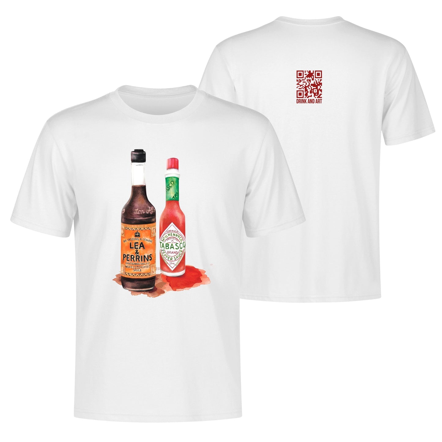 T-Shirt Lea perrins and tabasco watercolor DrinkandArt