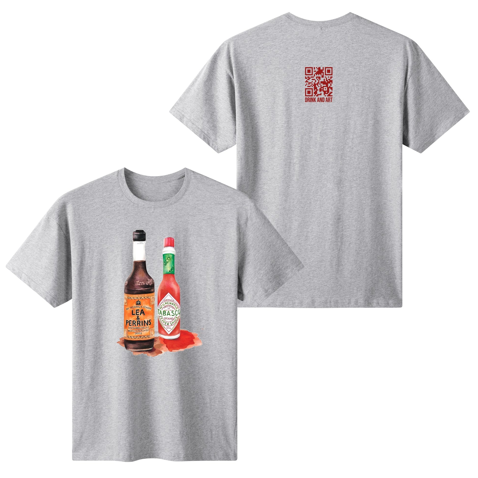 T-Shirt Lea perrins and tabasco watercolor DrinkandArt