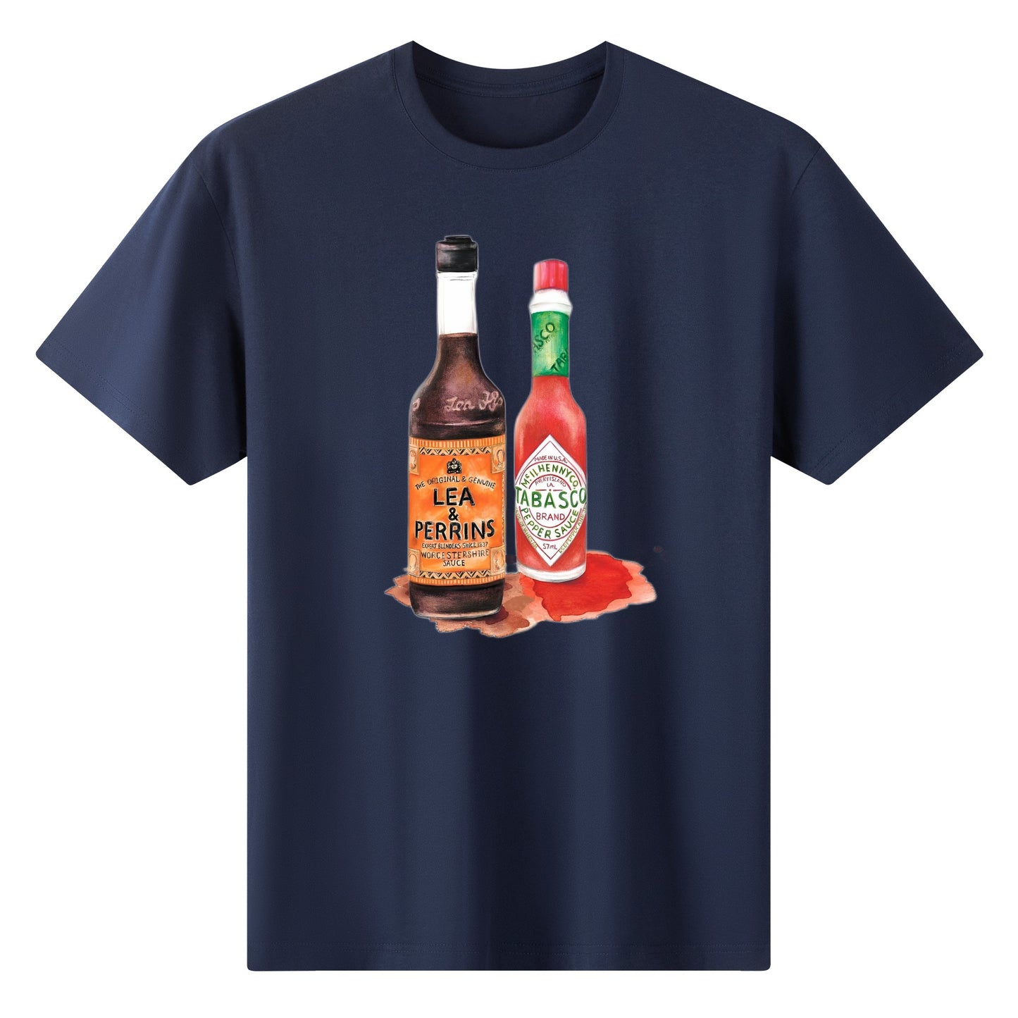 T-Shirt Lea perrins and tabasco watercolor DrinkandArt