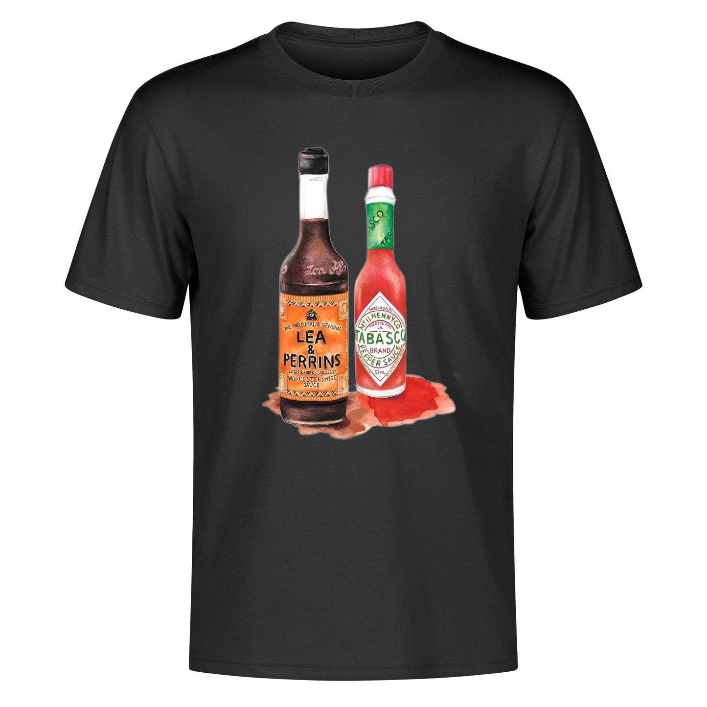 T-Shirt Lea perrins and tabasco watercolor DrinkandArt