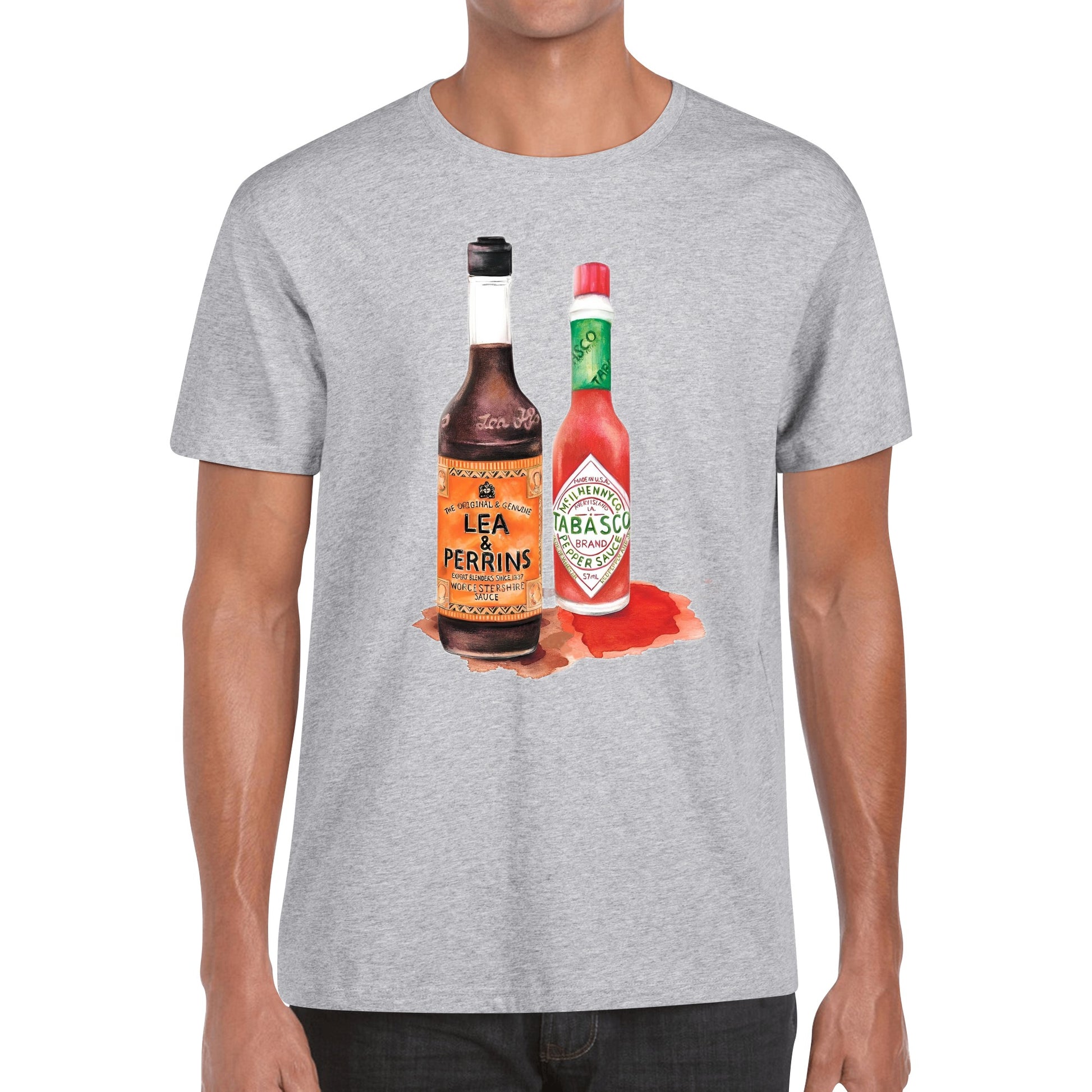 T-Shirt Lea perrins and tabasco watercolor DrinkandArt