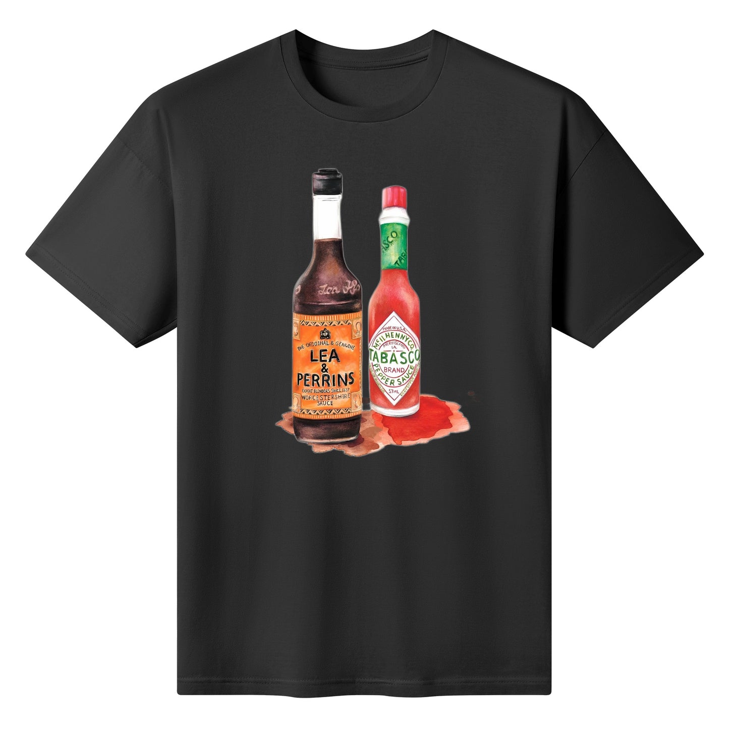 T-Shirt Lea perrins and tabasco watercolor DrinkandArt