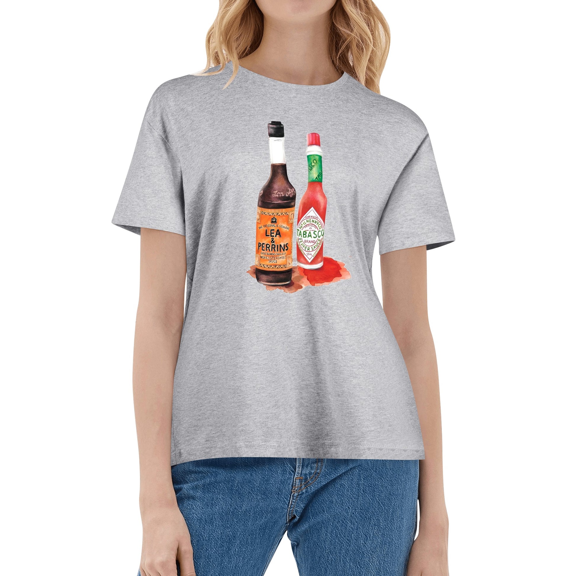 T-Shirt Lea perrins and tabasco watercolor DrinkandArt