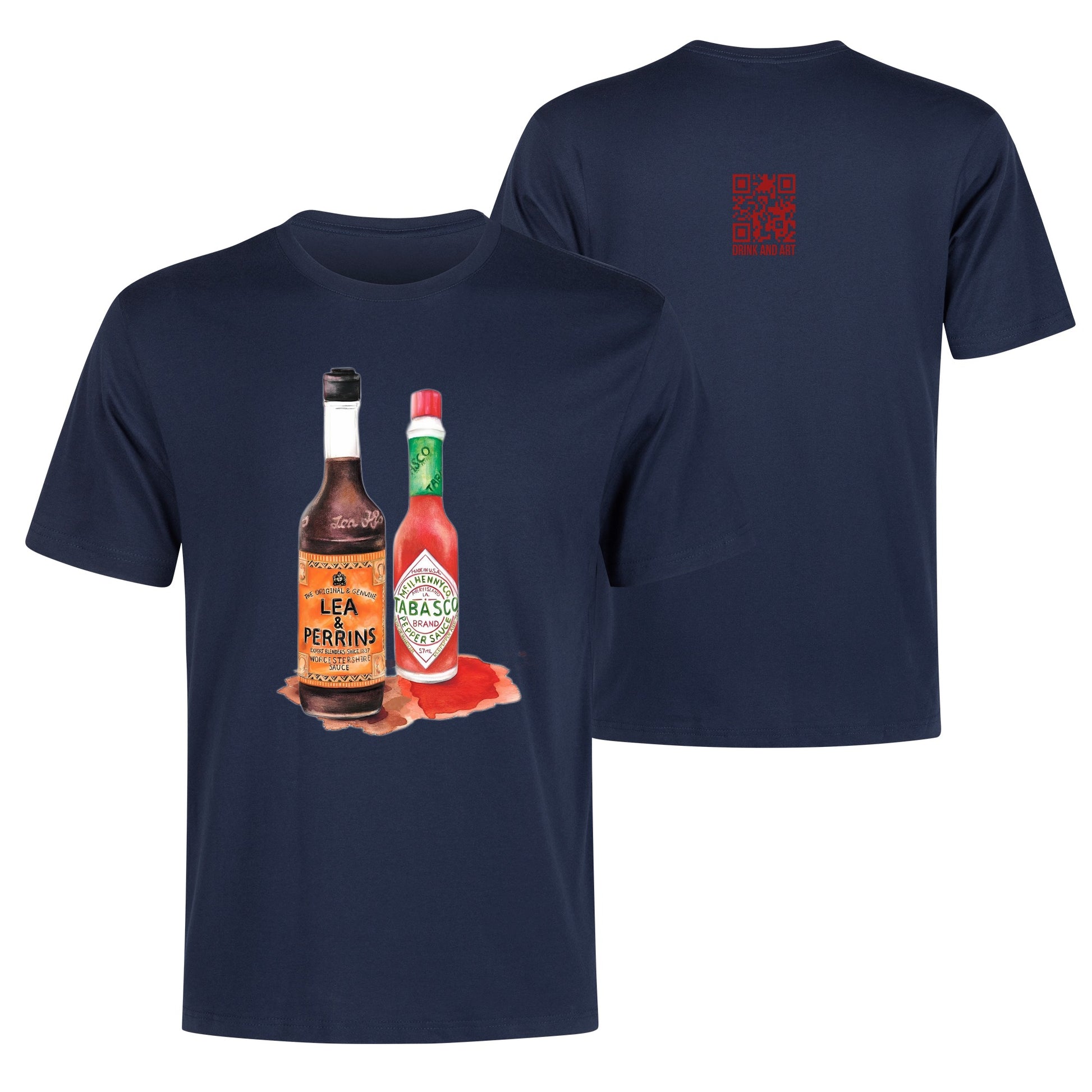 T-Shirt Lea perrins and tabasco watercolor DrinkandArt