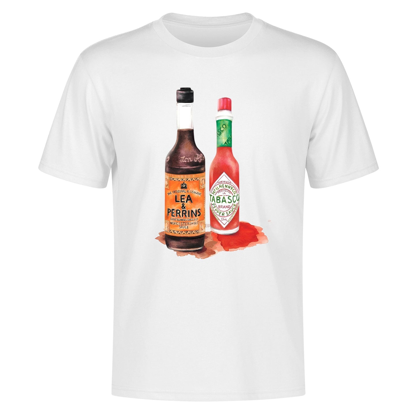 T-Shirt Lea perrins and tabasco watercolor DrinkandArt