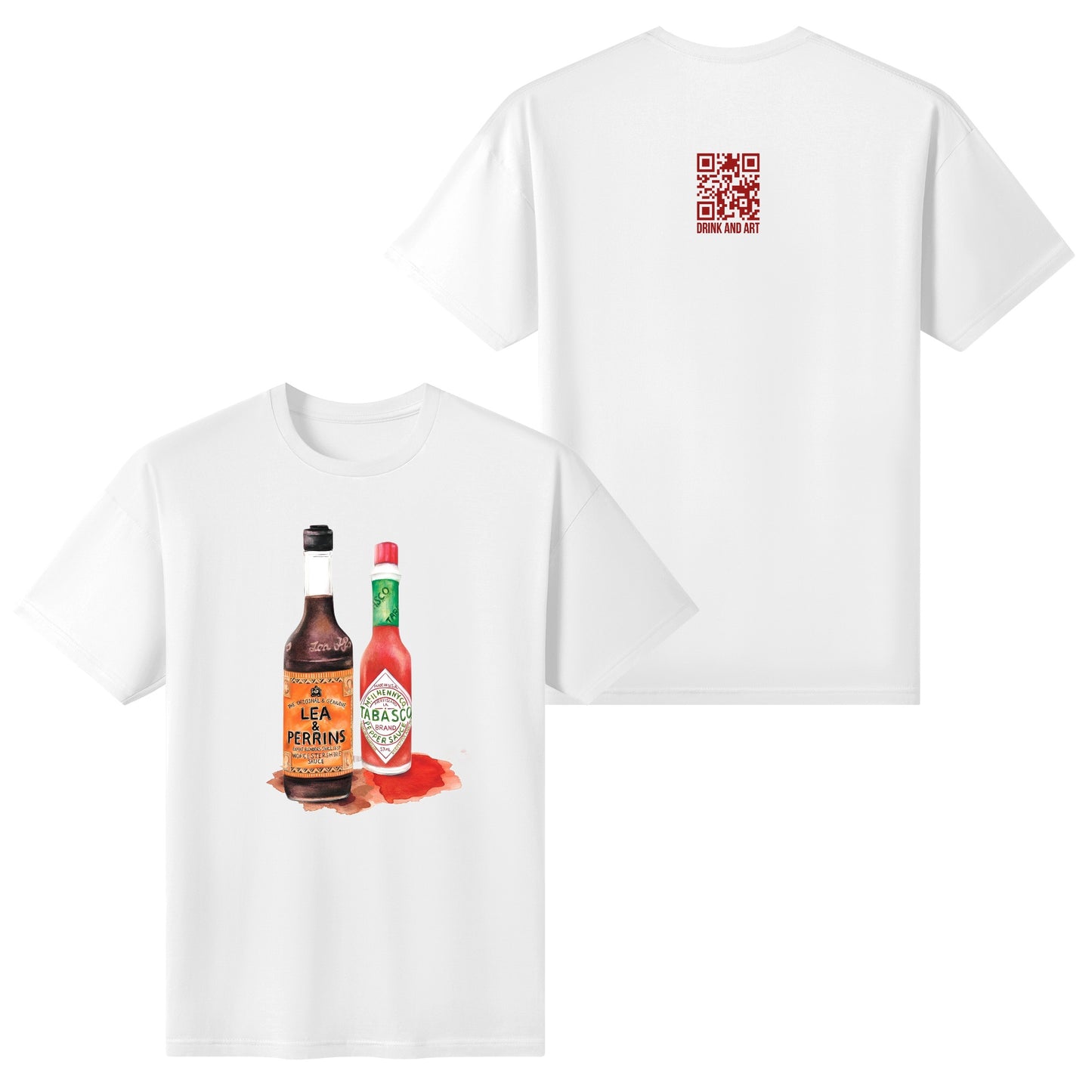 T-Shirt Lea perrins and tabasco watercolor DrinkandArt