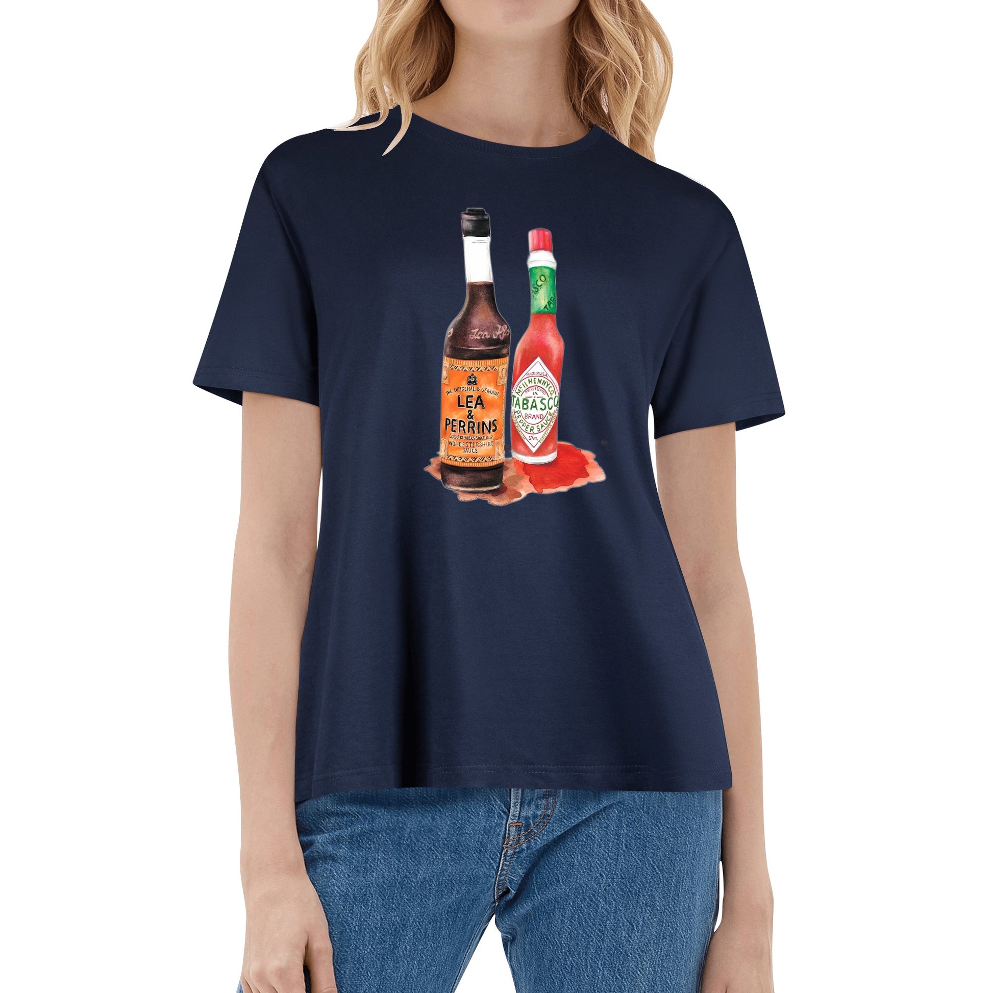 T-Shirt Lea perrins and tabasco watercolor DrinkandArt