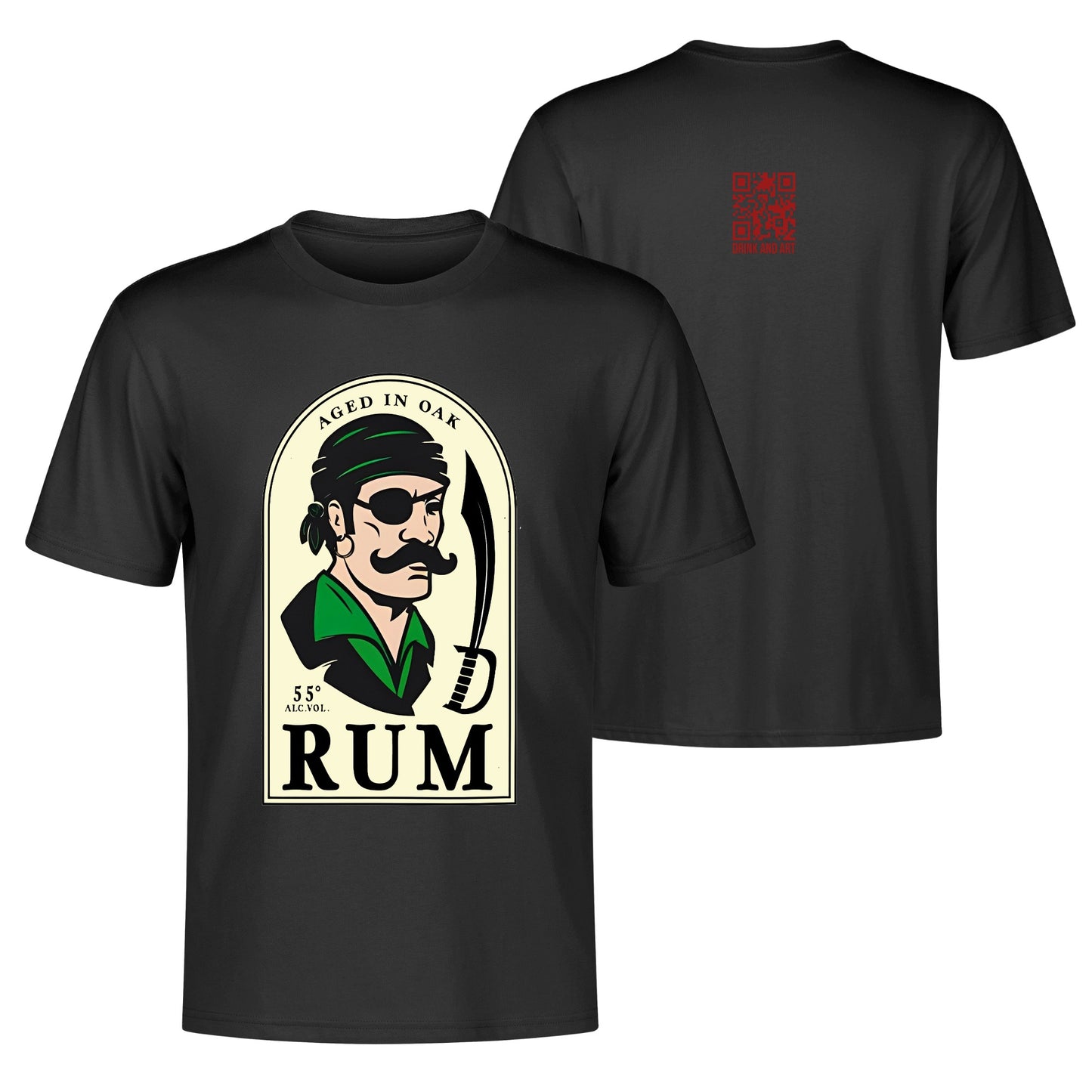 T-Shirt Rum Pirate logo DrinkandArt