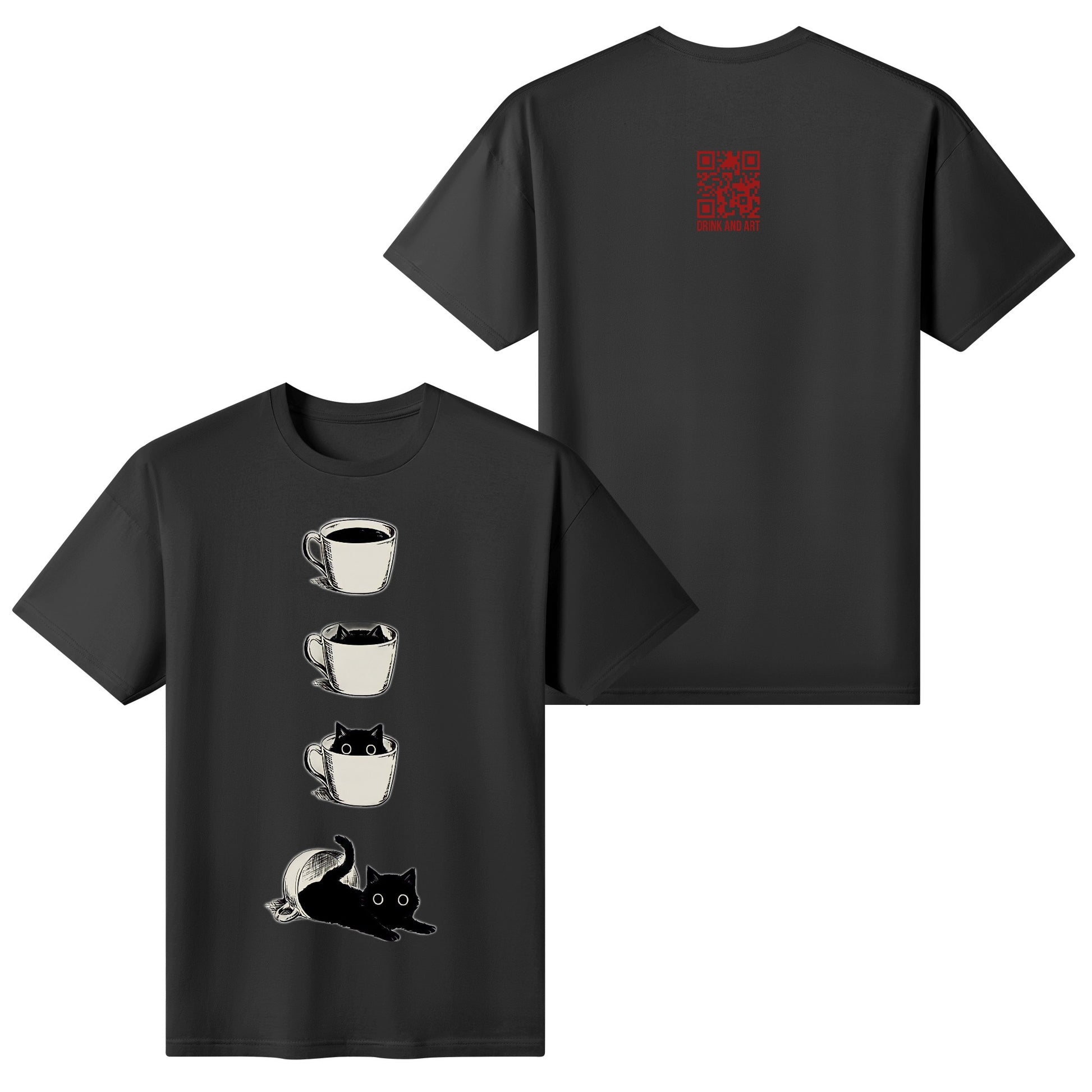 T-Shirt cat inside the cup DrinkandArt