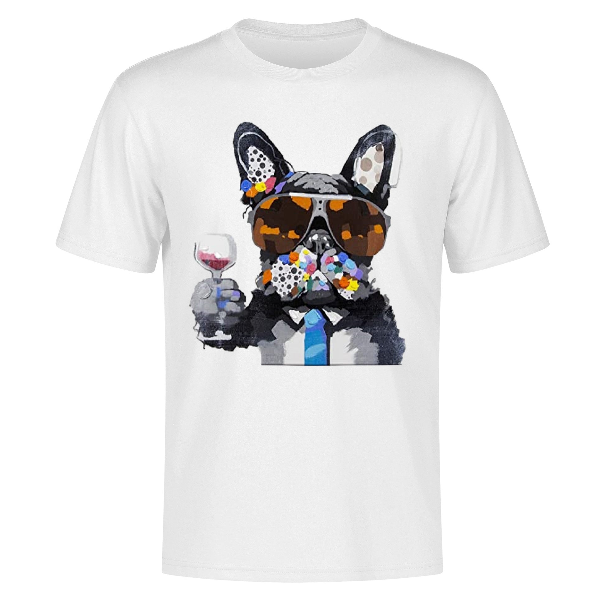 T-Shirt french bulldog drinking wine DrinkandArt