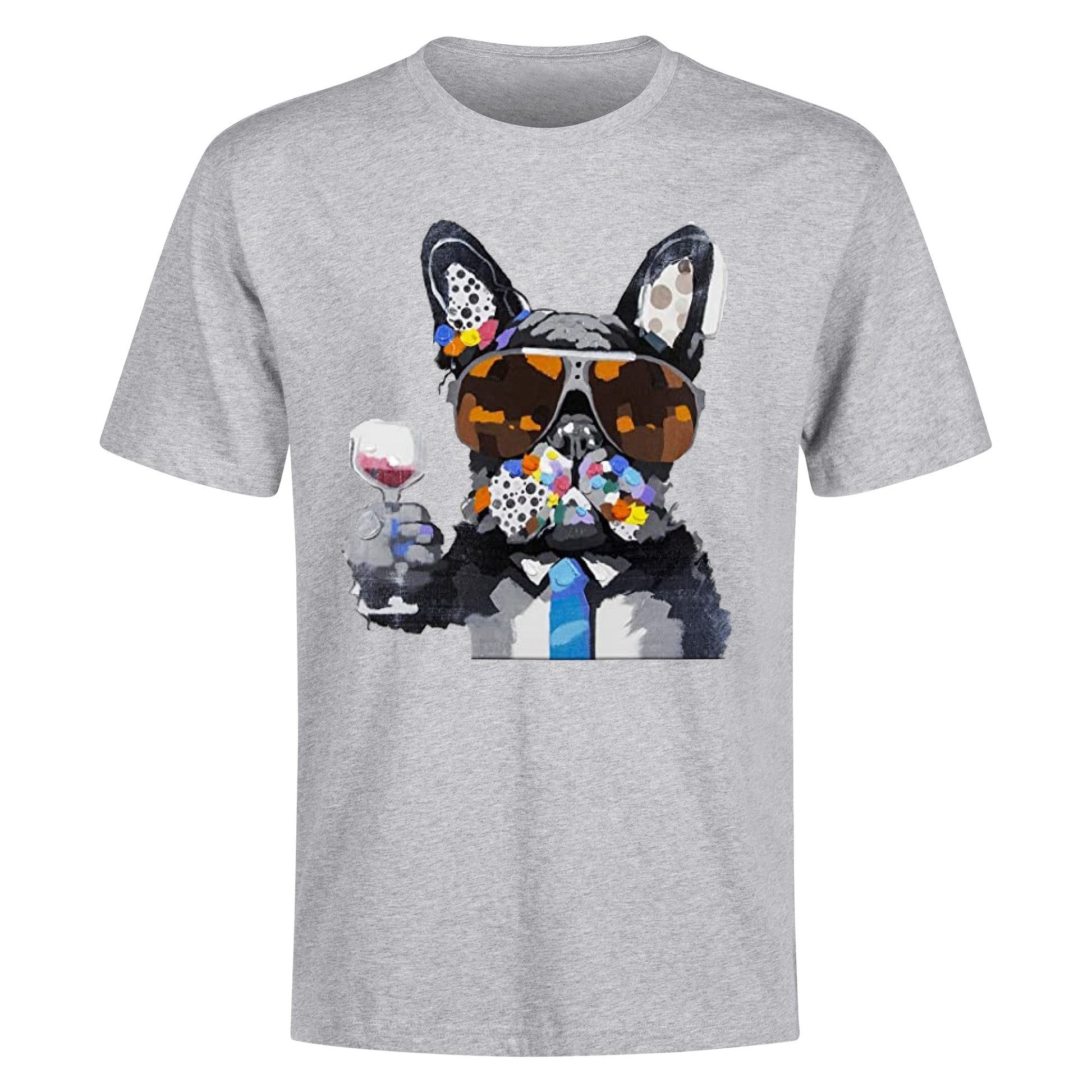 T-Shirt french bulldog drinking wine DrinkandArt