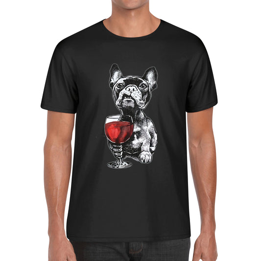 T-Shirt french bulldog with glass of wine DrinkandArt