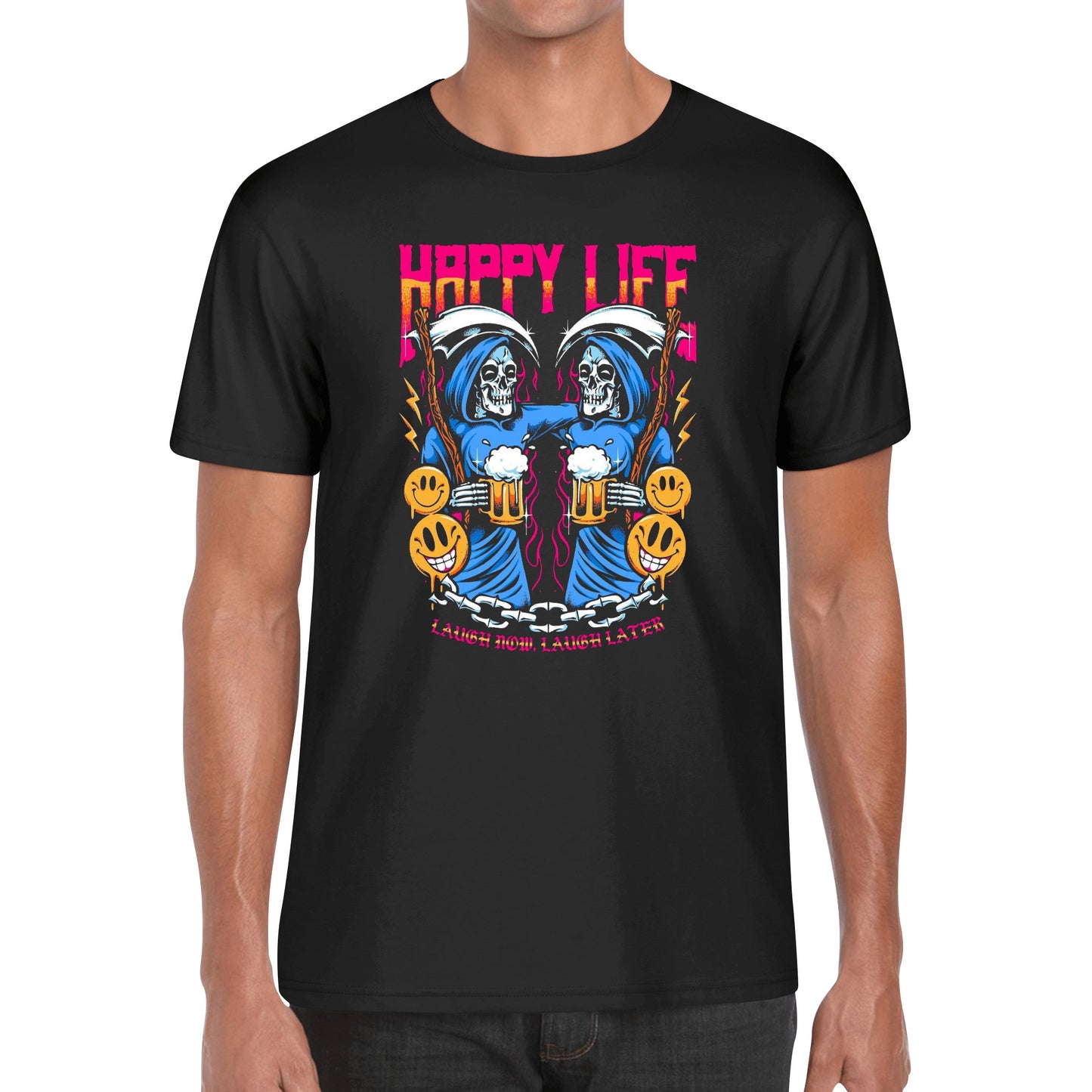 T-Shirt happy life beer illustration DrinkandArt