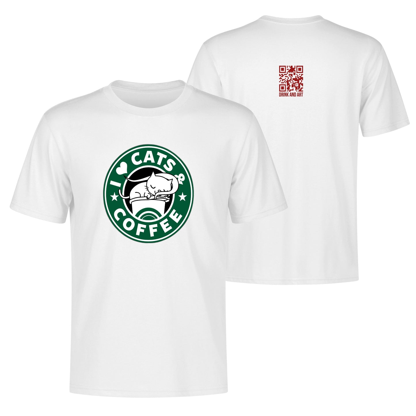 T-Shirt i love cats and coffee DrinkandArt