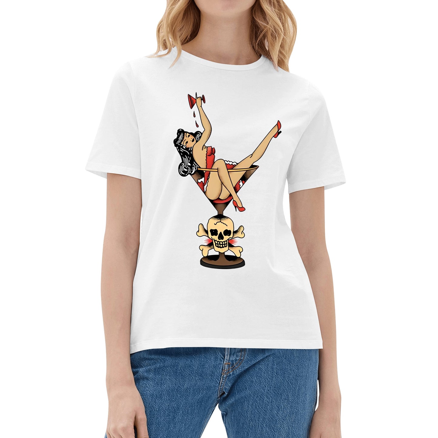 T-Shirt old school tattoo woman inside martini glass DrinkandArt