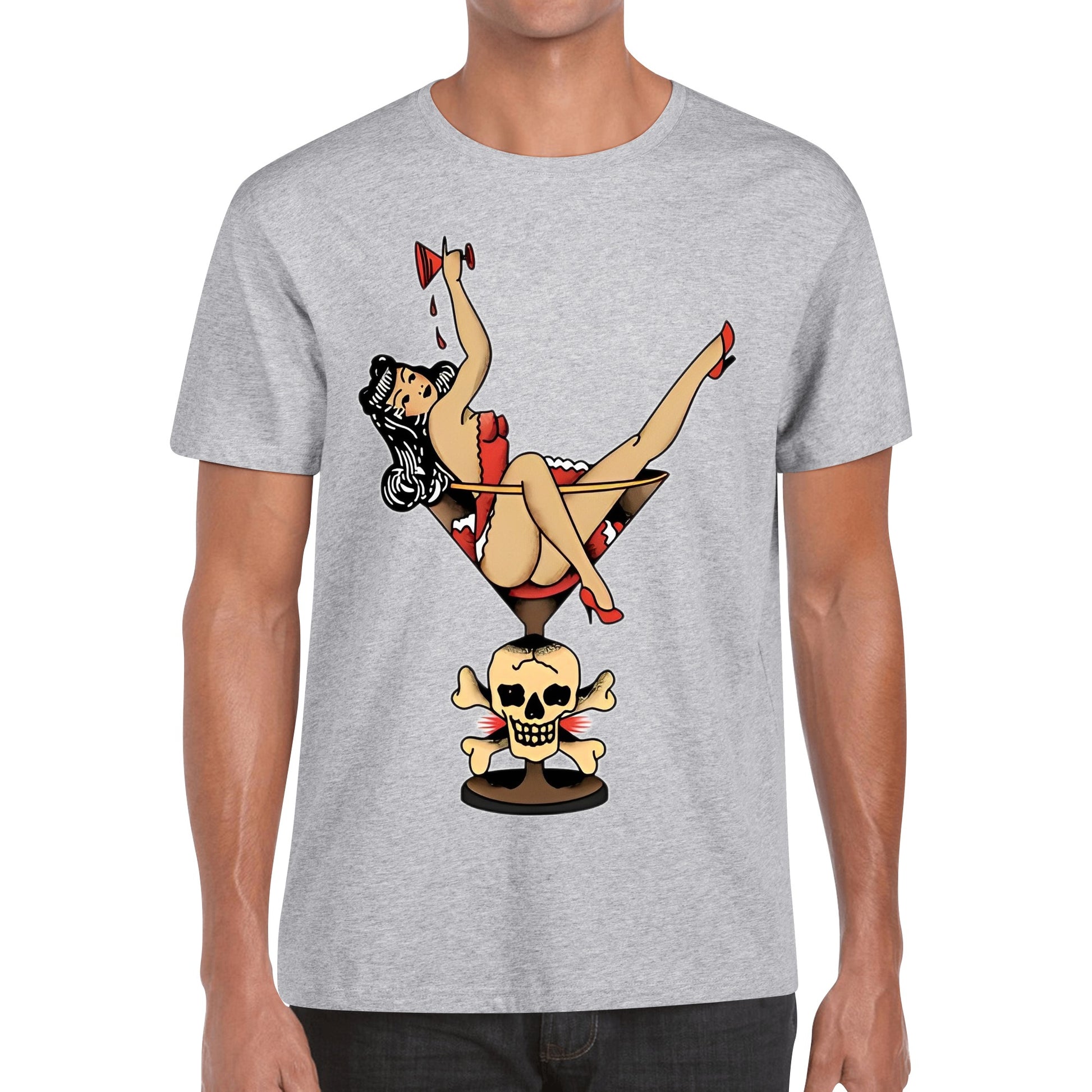 T-Shirt old school tattoo woman inside martini glass DrinkandArt