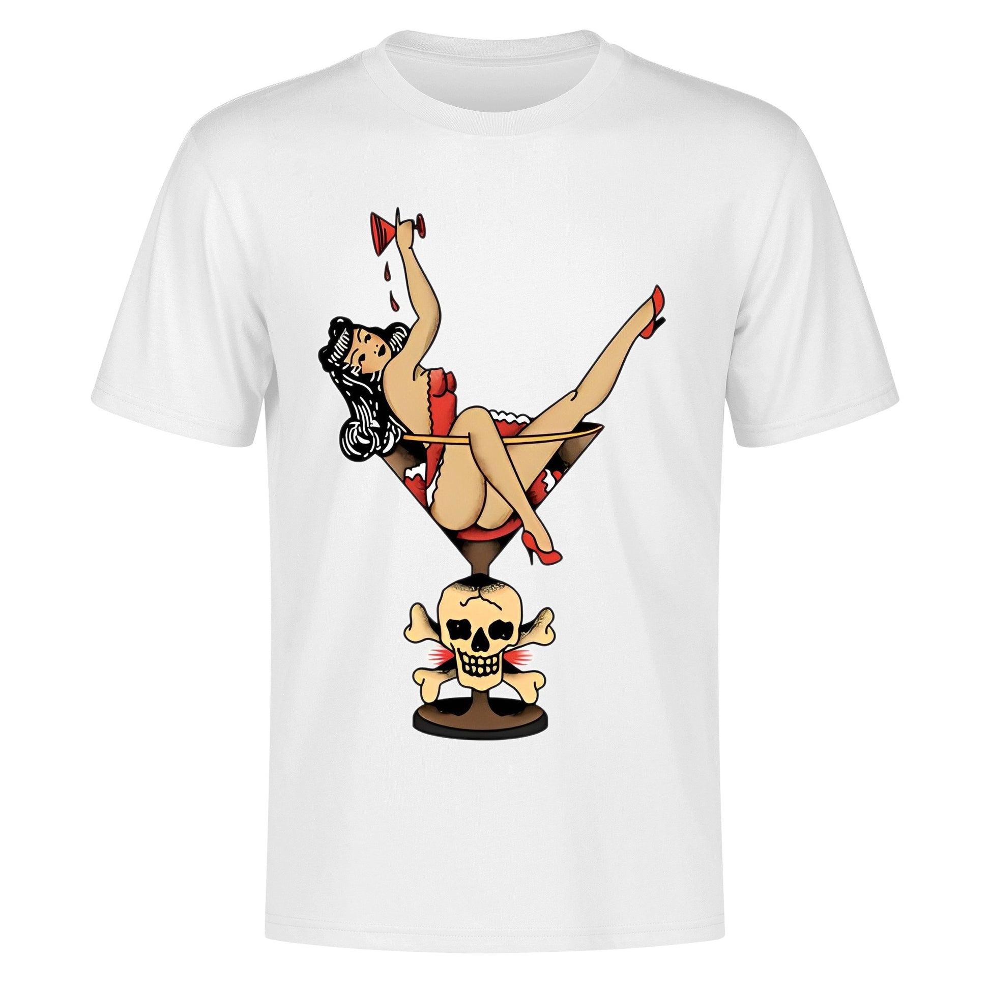 T-Shirt old school tattoo woman inside martini glass DrinkandArt