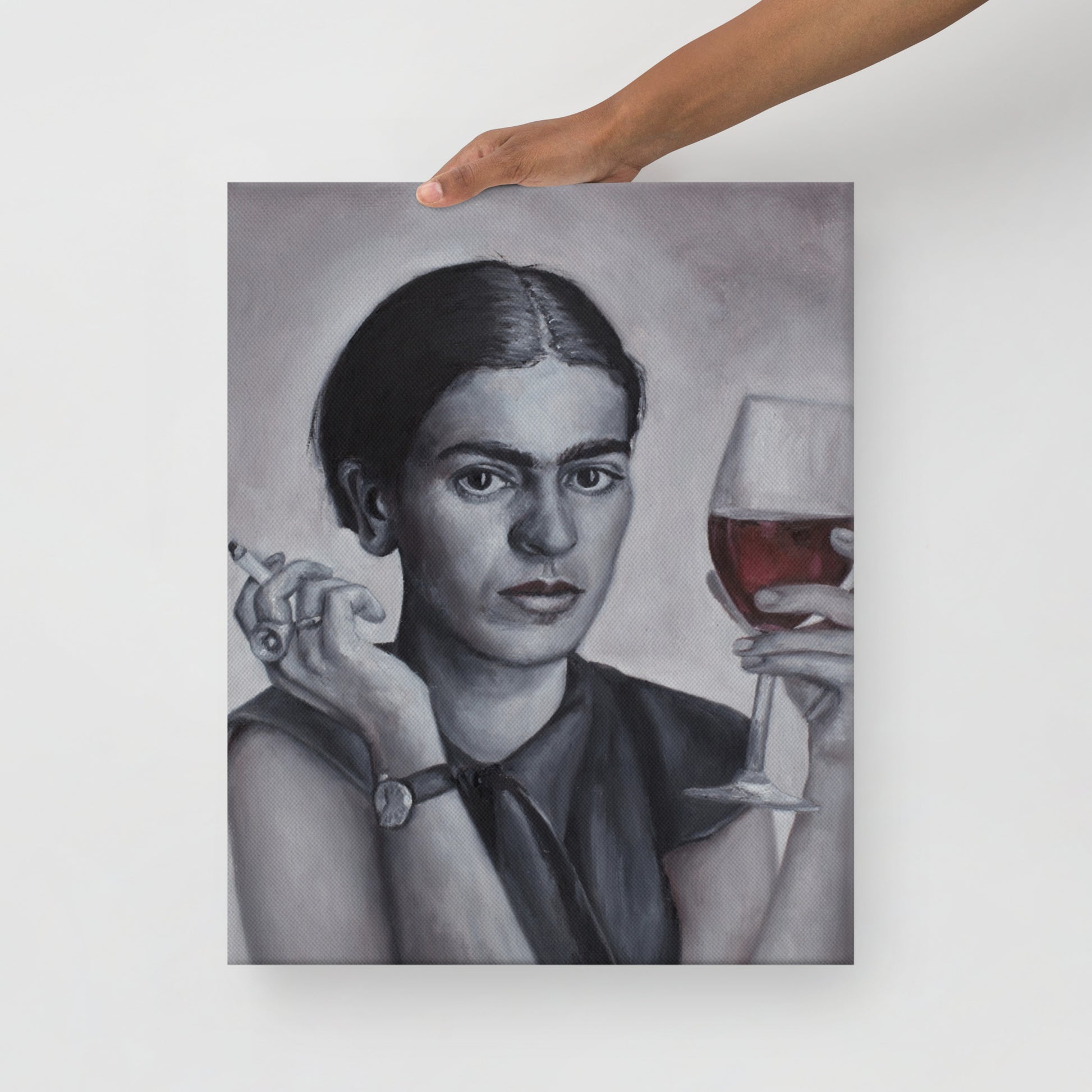 Thin canvas Frida Kahlo wine DrinkandArt