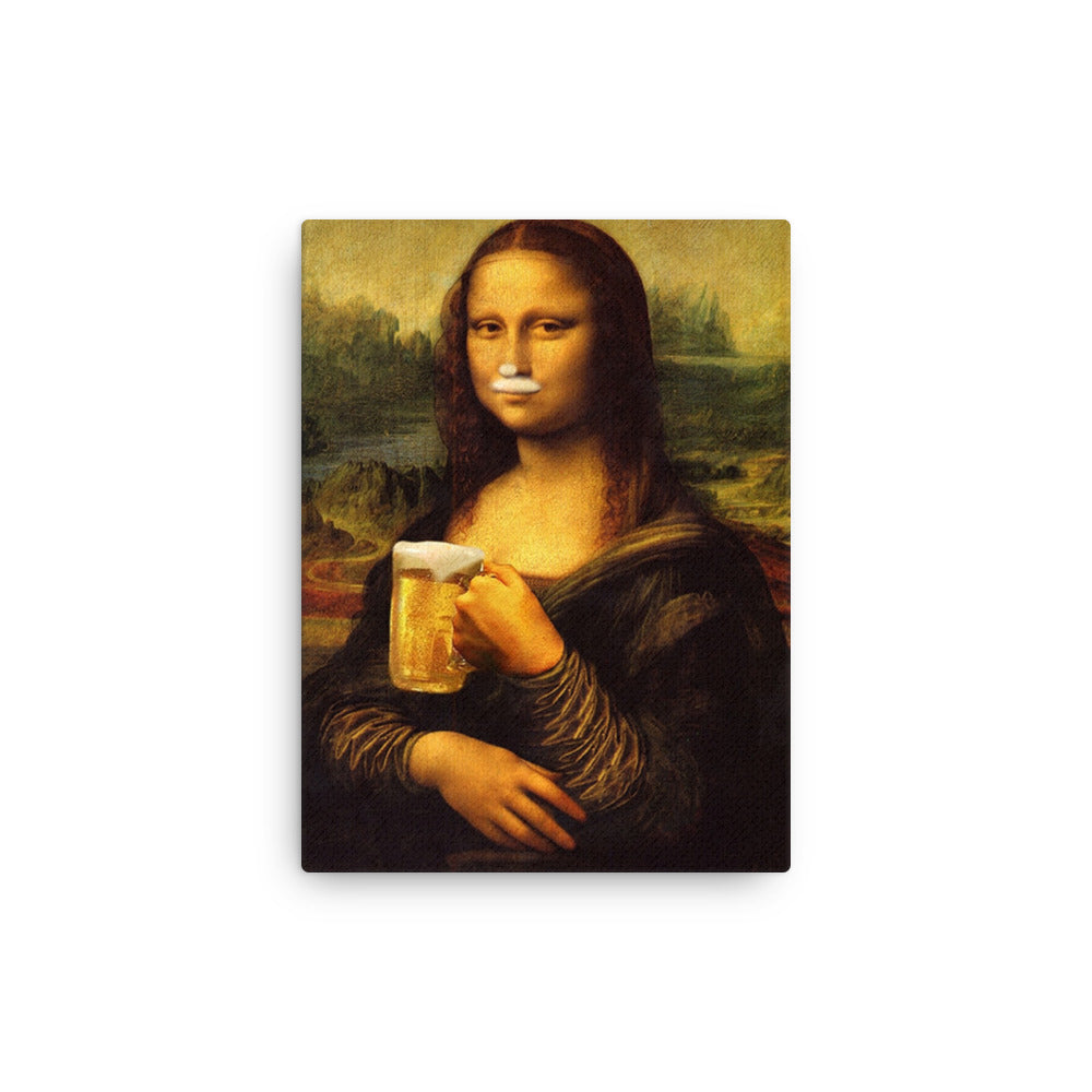 Thin canvas Mona Lisa drinking beer DrinkandArt