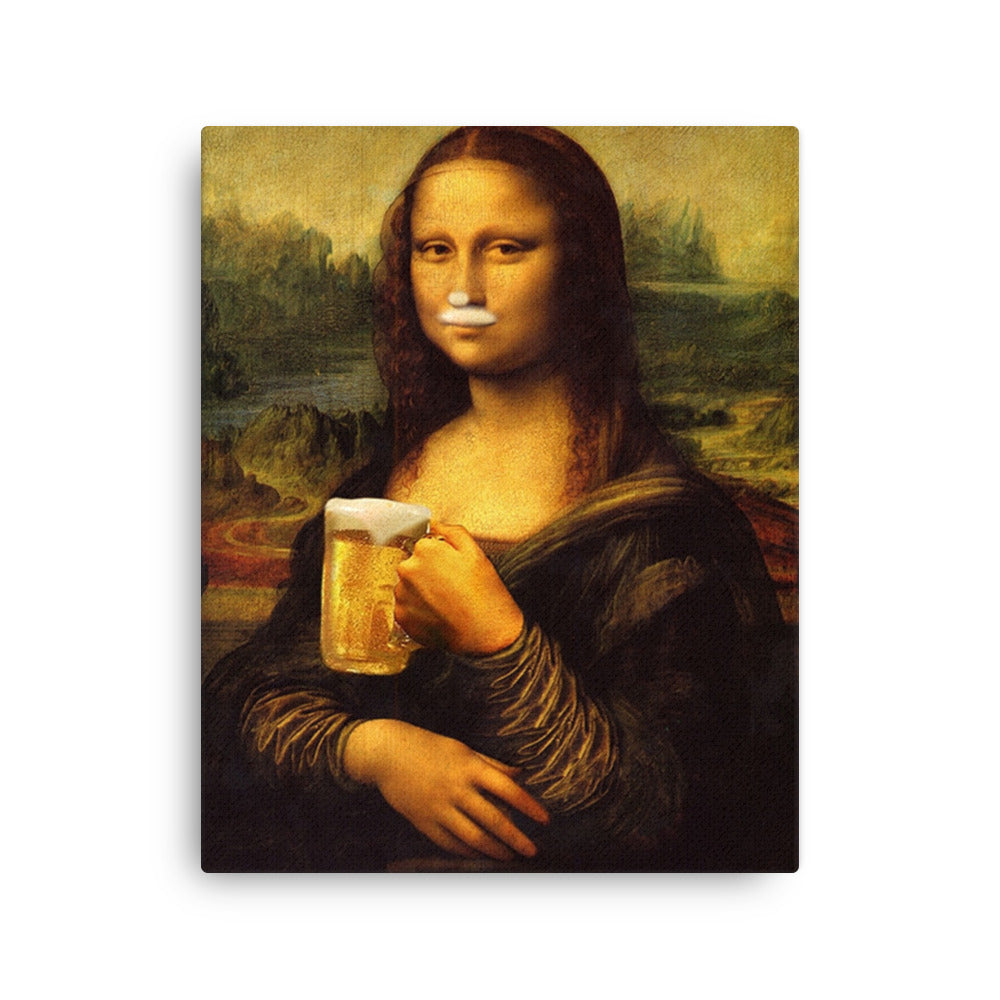 Thin canvas Mona Lisa drinking beer DrinkandArt