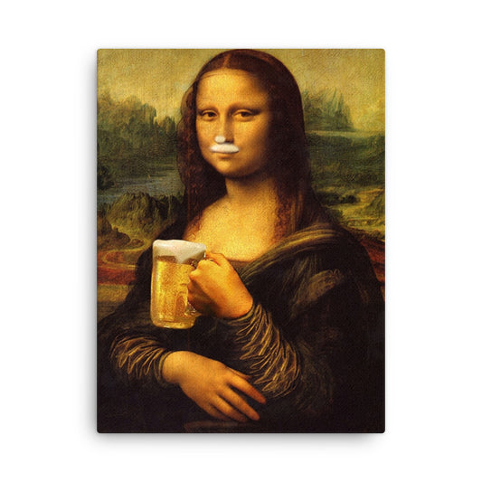 Thin canvas Mona Lisa drinking beer DrinkandArt