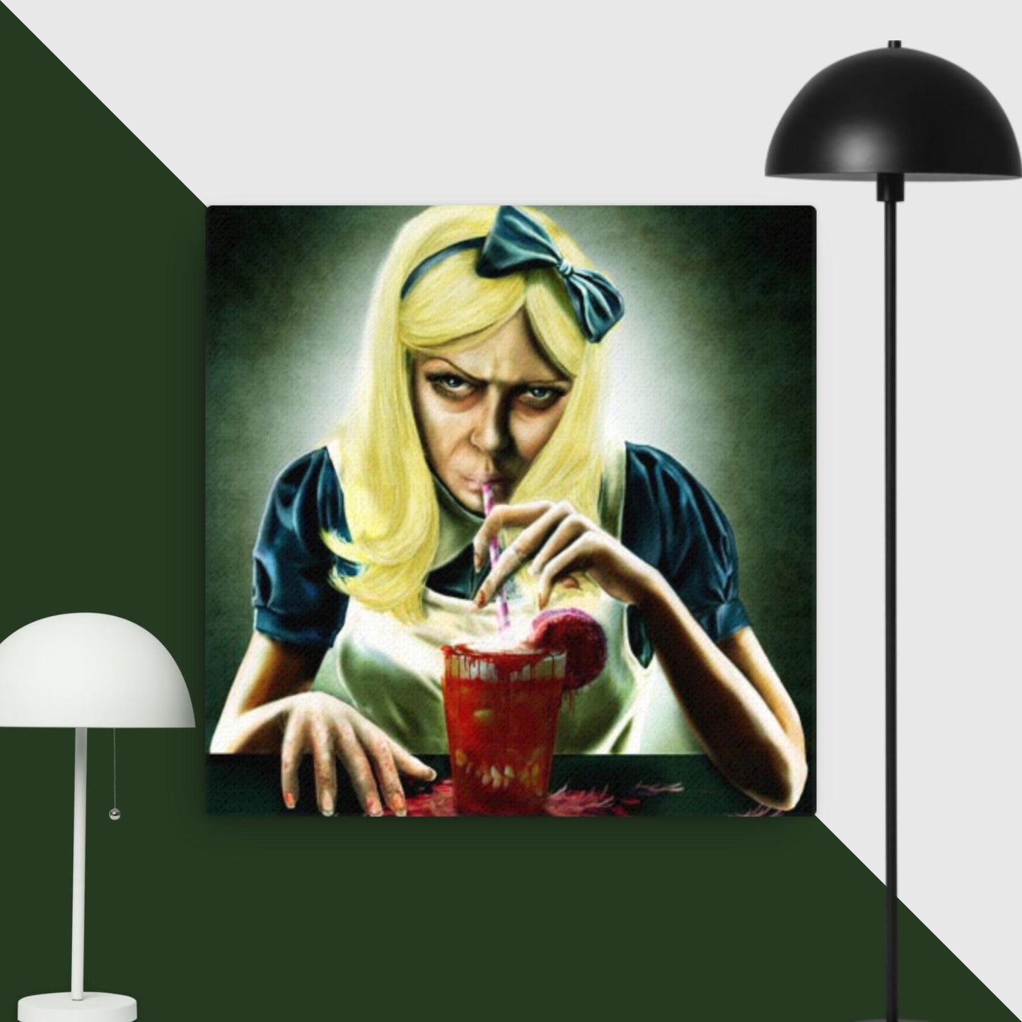 Thin canvas alice wonderland cocktail horror artwork DrinkandArt