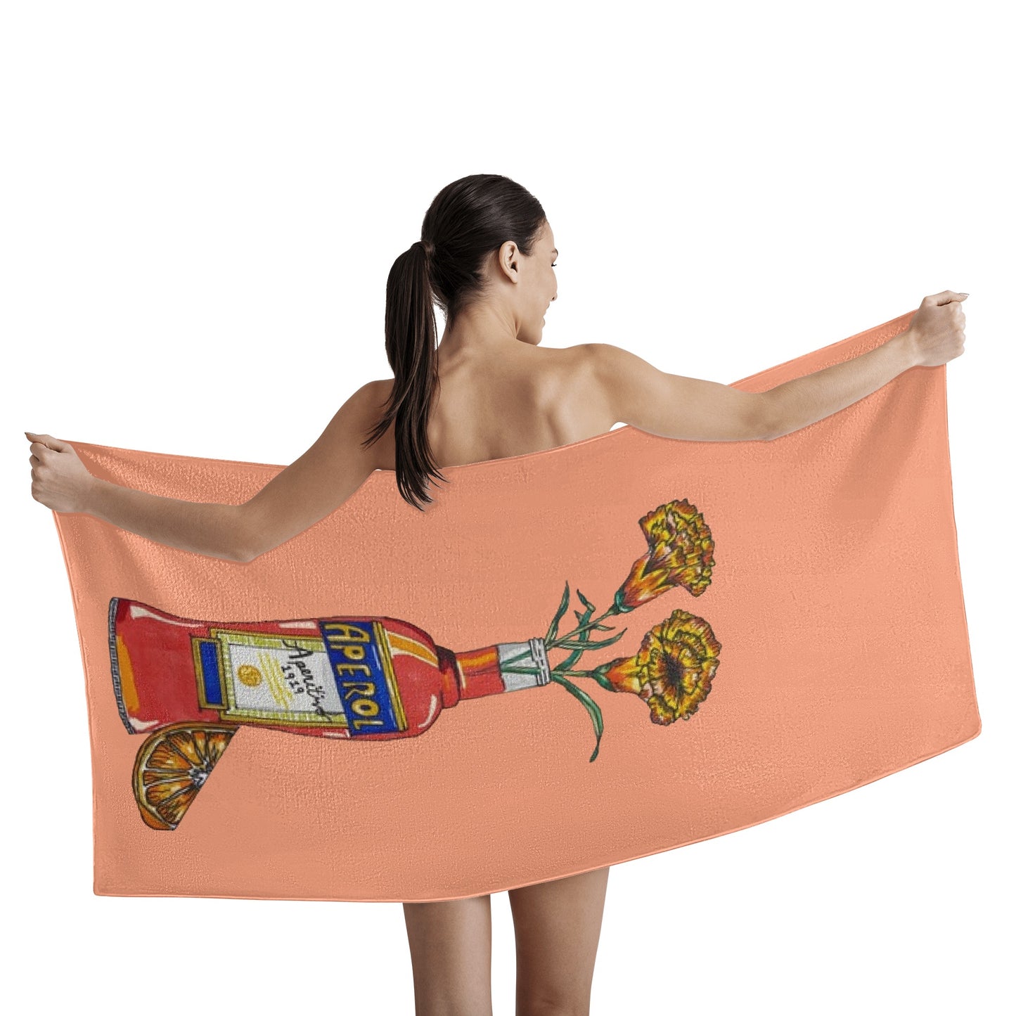 Towel large aperol yellow flower DrinkandArt