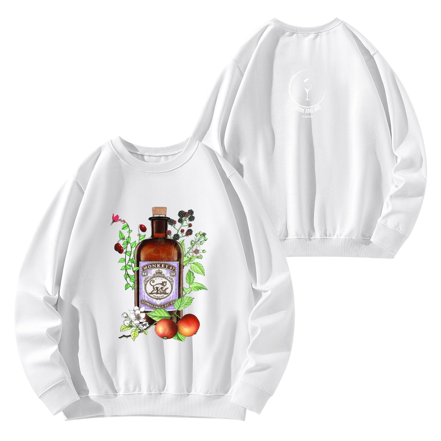 Sweatershirt Cotton gin monkey 47 floral art DrinkandArt