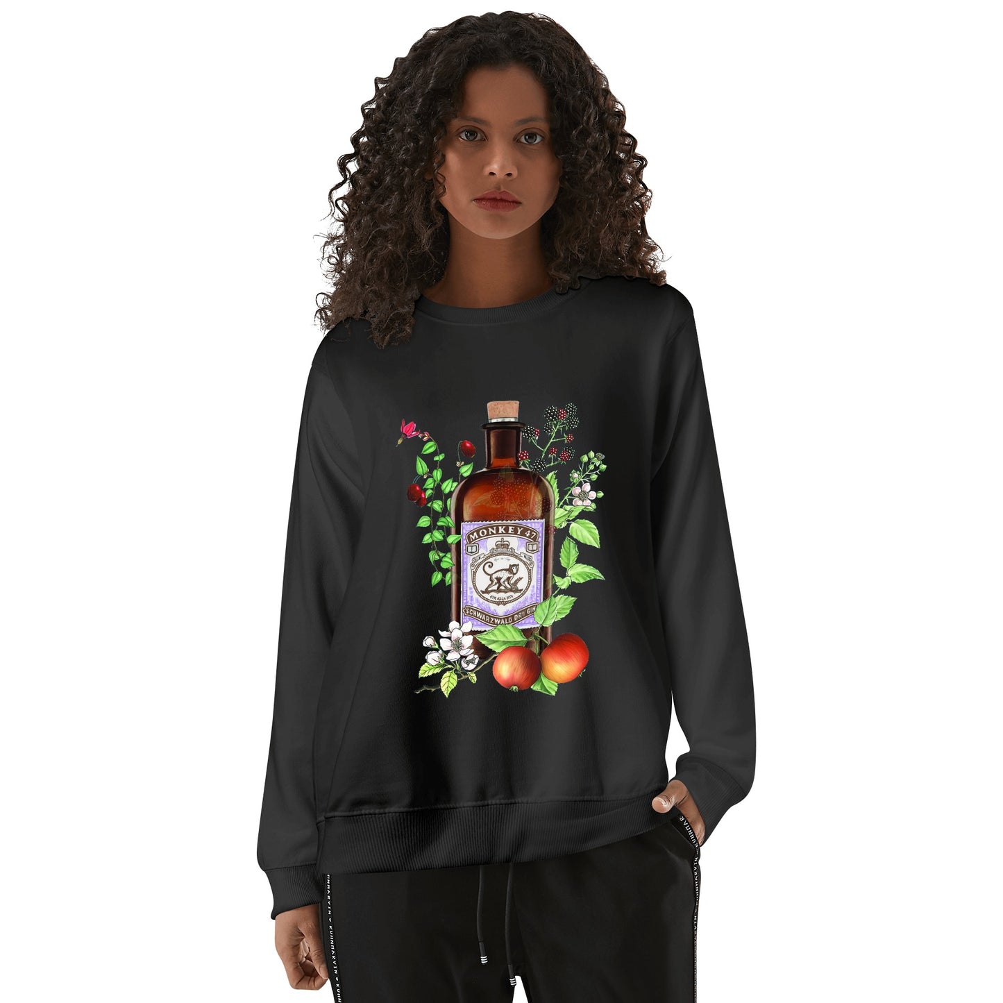 Sweatershirt Cotton gin monkey 47 floral art DrinkandArt