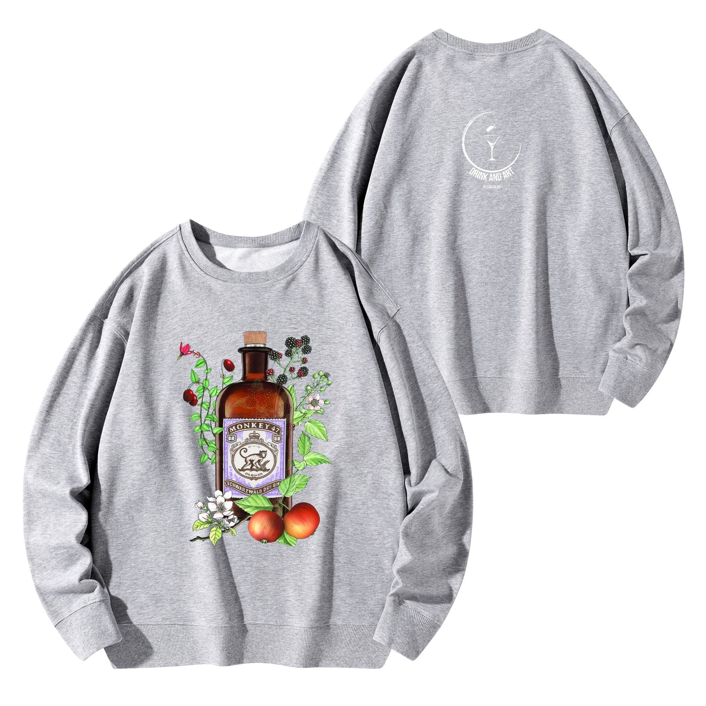 Sweatershirt Cotton gin monkey 47 floral art DrinkandArt