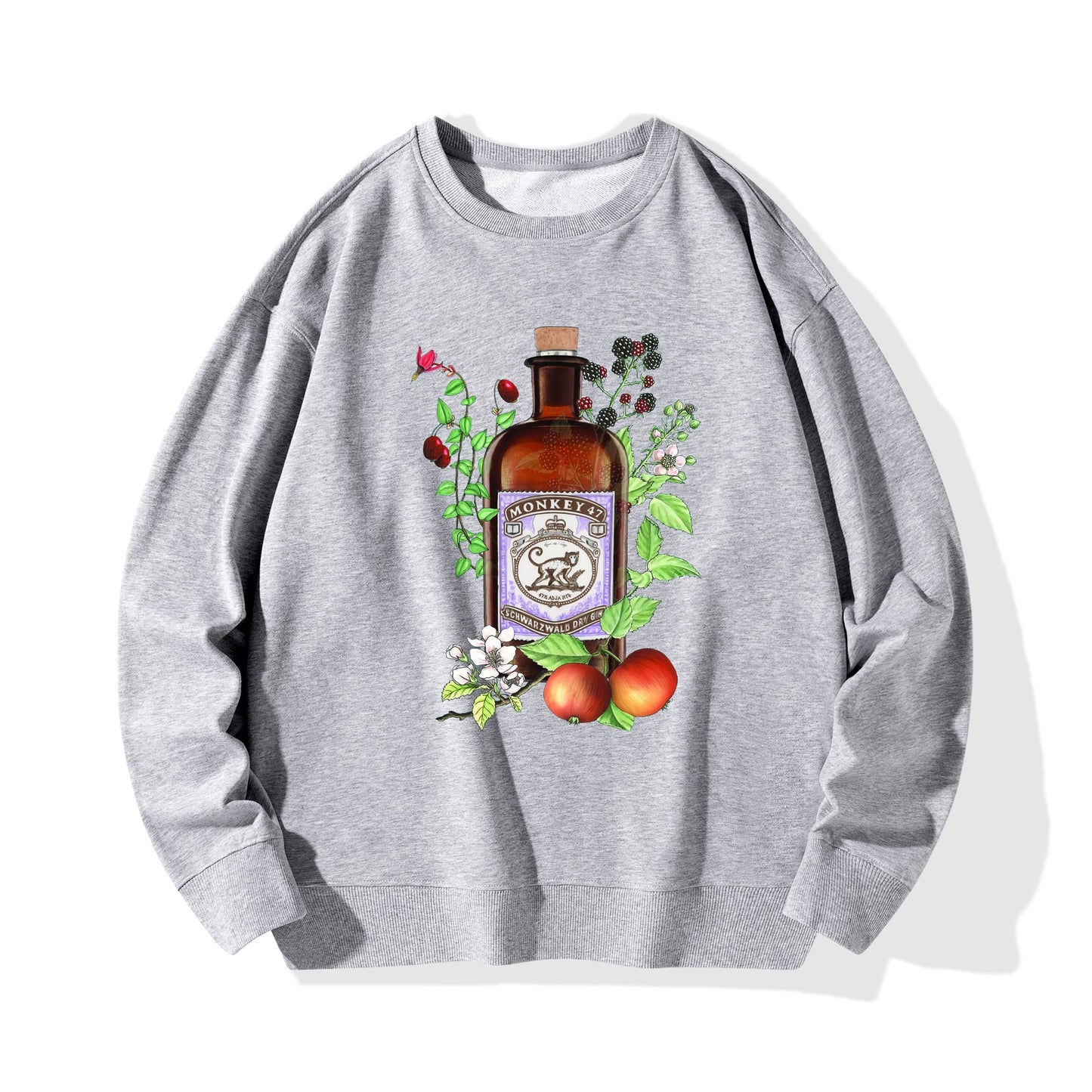 Sweatershirt Cotton gin monkey 47 floral art DrinkandArt