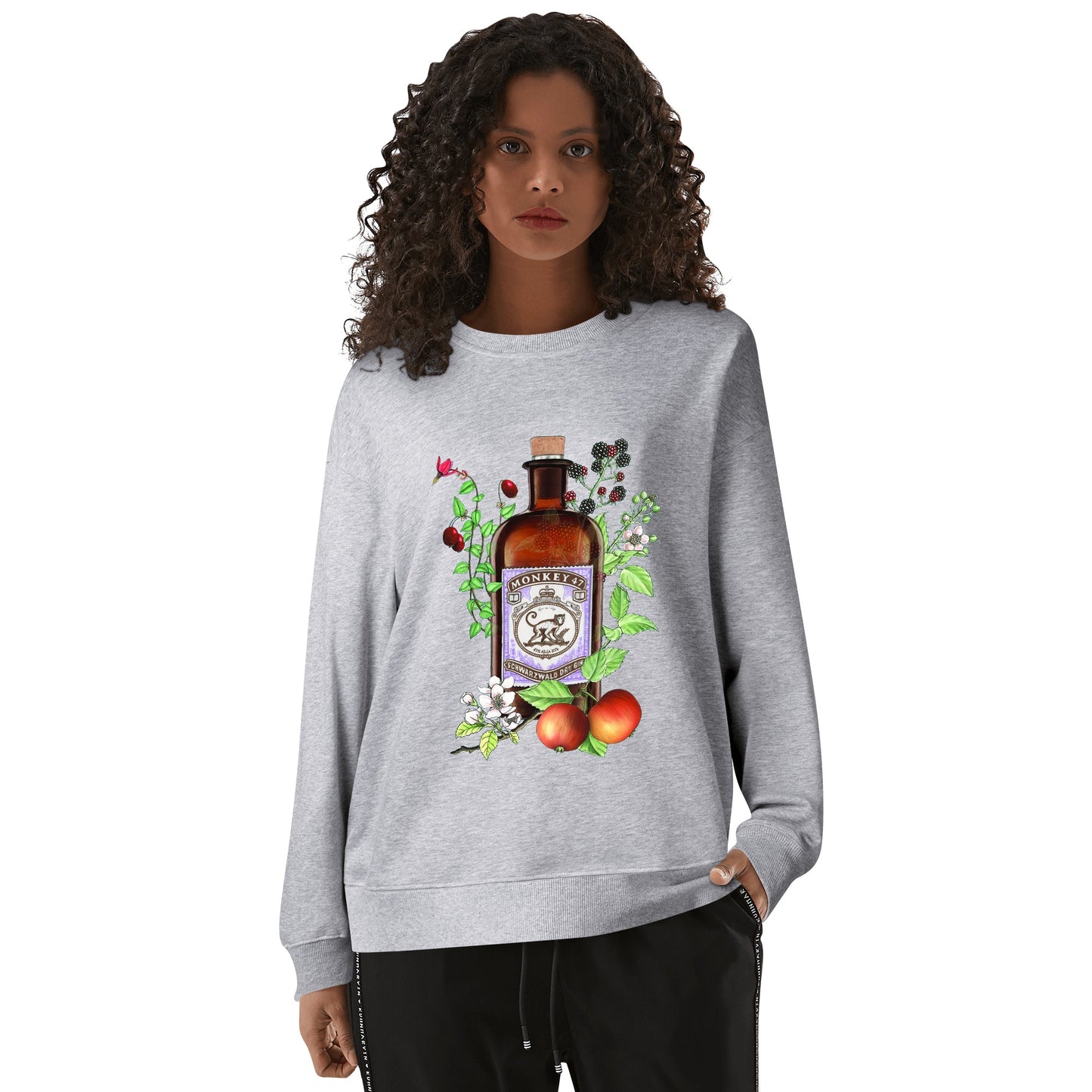 Sweatershirt Cotton gin monkey 47 floral art DrinkandArt