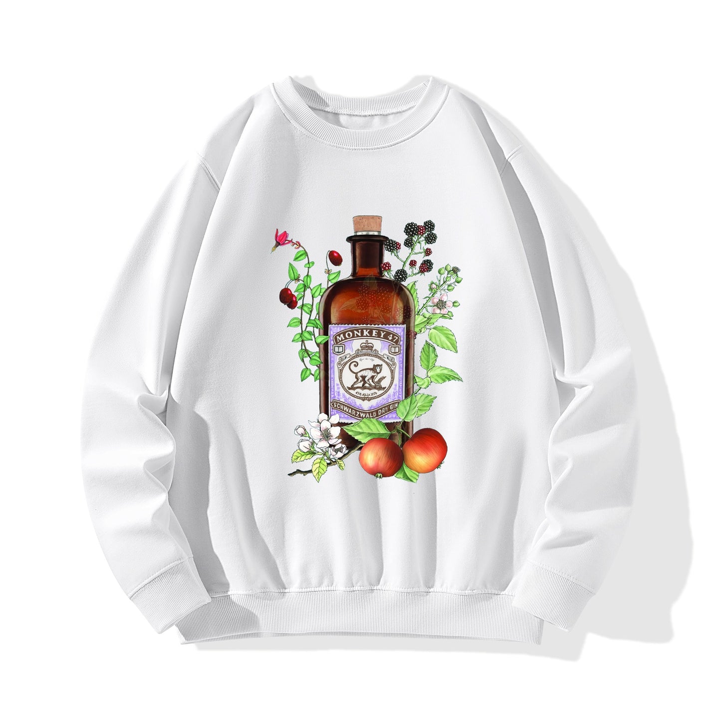 Sweatershirt Cotton gin monkey 47 floral art DrinkandArt