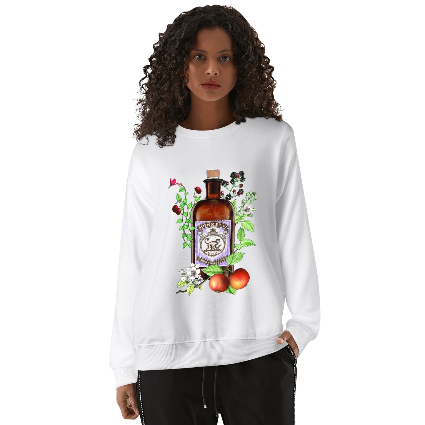 Sweatershirt Cotton gin monkey 47 floral art DrinkandArt