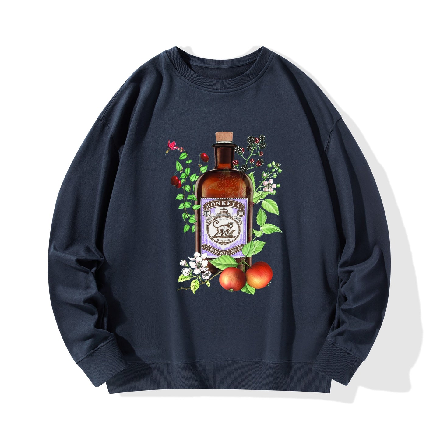 Sweatershirt Cotton gin monkey 47 floral art DrinkandArt