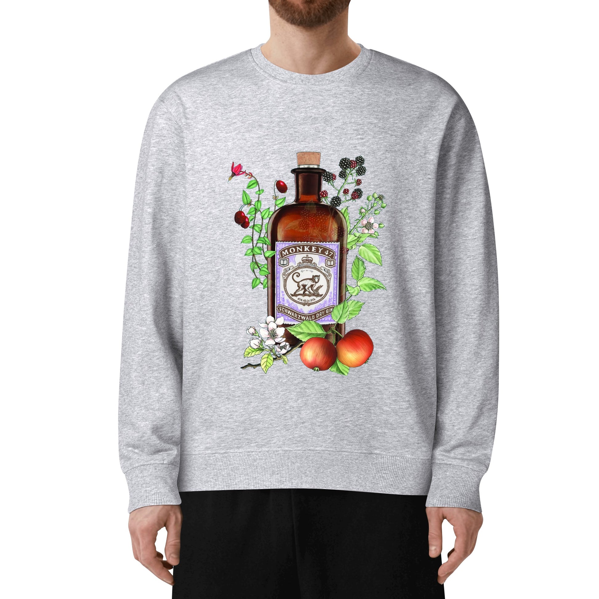 Sweatershirt Cotton gin monkey 47 floral art DrinkandArt