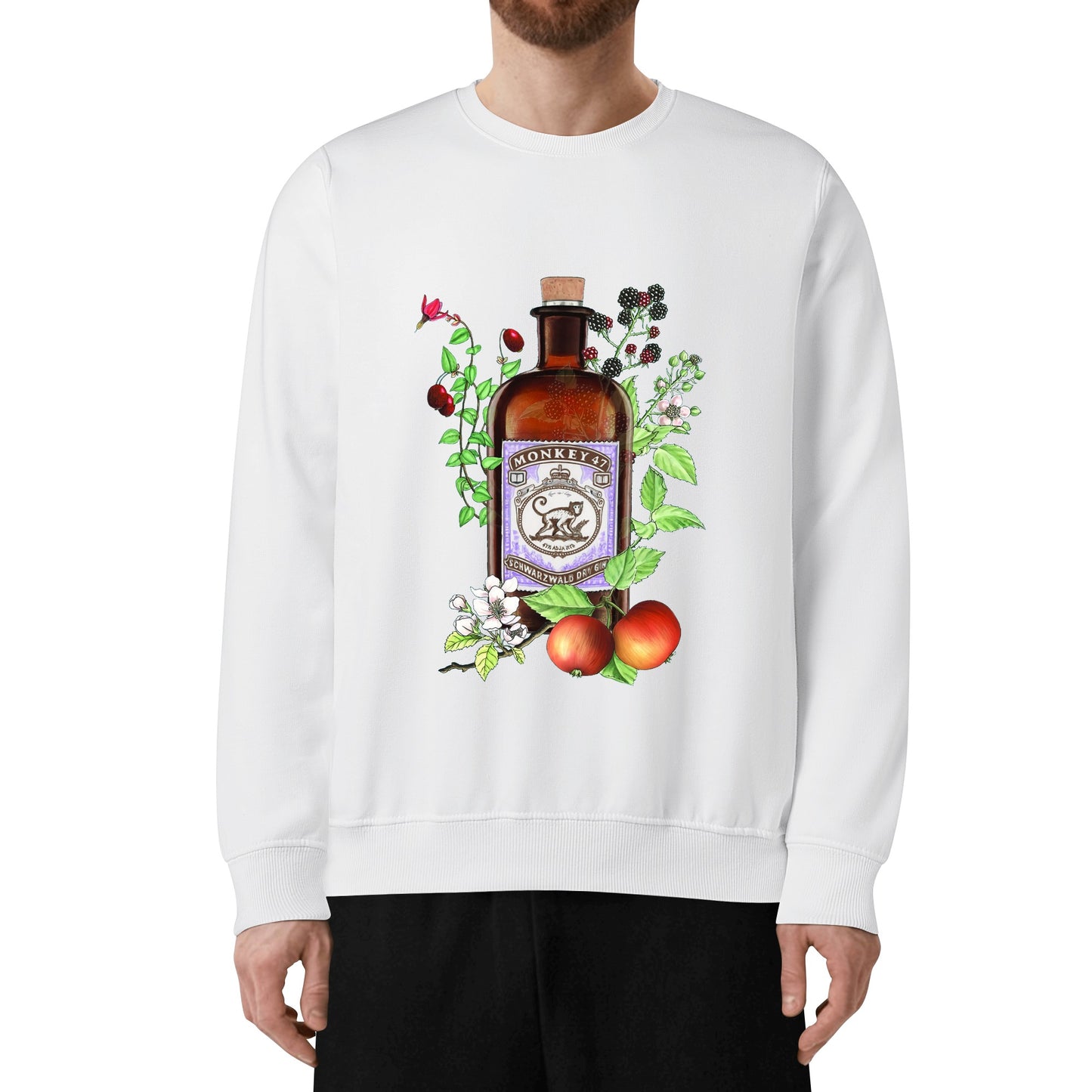 Sweatershirt Cotton gin monkey 47 floral art DrinkandArt